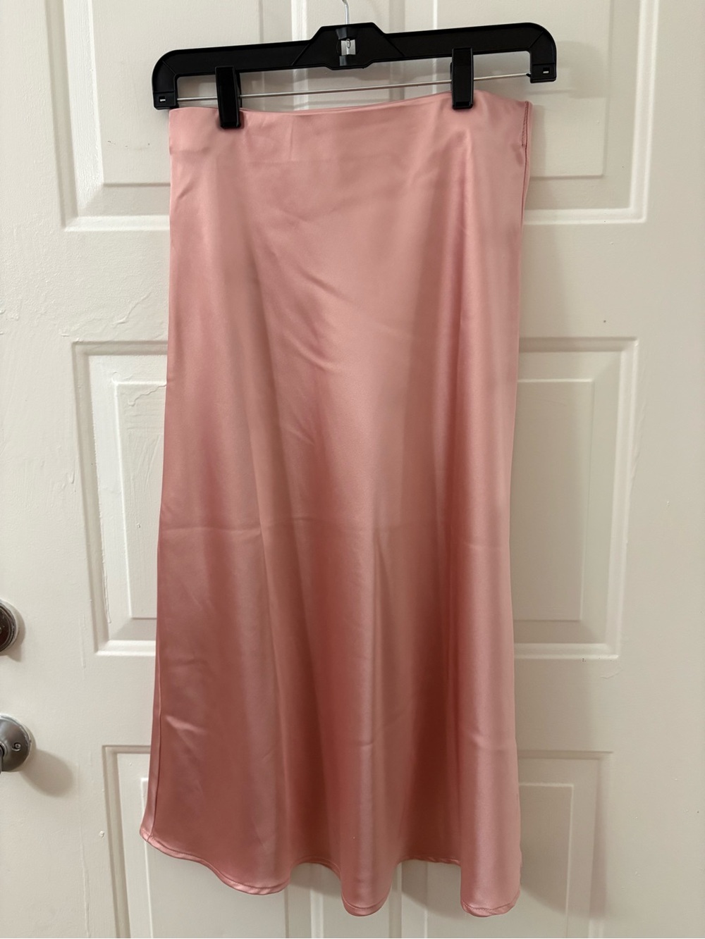 Dusty Pink Satin Midi Skirt